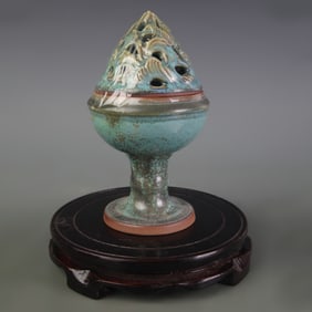 SMALL JUN WARE PORCELAIN INCENSE BURNER