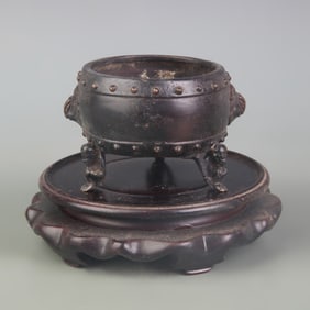 A FINE BEAST EAR THREE FOOT BRONZE INCENSE BURNER