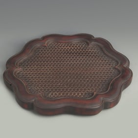 A FINE EBONY WOOD MADE CARVED TEA TRAY
