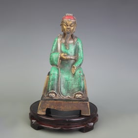 COLOR-PAINTED CIVIL OFFICIAL GOD OF WEALTH STATUE