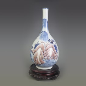 BLUE AND WHITE UNDERGLAZE FIGURES PATTERN PORCELAIN VASE