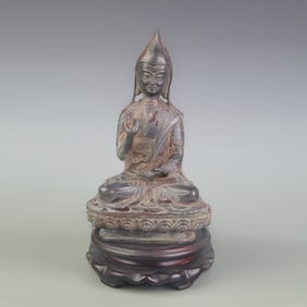 GILT BRONZE TSONGKHAPA BUDDHA STATUE