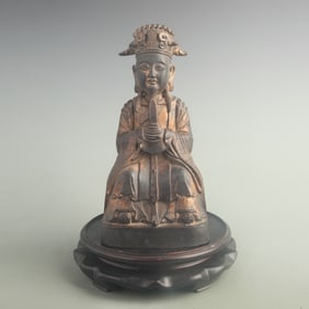 A FINE GILT BRONZE WEN CHANG DEITY STATUE