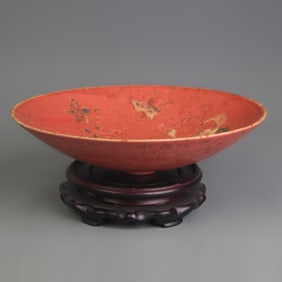 DING KILN RED COLOR PORCELAIN BOWL WITH HUMAN FIGURES