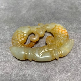 HETIAN WHITE JADE FISH PATTERN PENDANT
