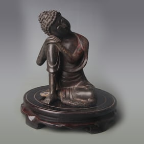 FINE BRONZE SLEEPING BUDDHA WITH ZEN EXPRESSION