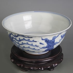 BLUE AND WHITE PHOENIX PATTERN PORCELAIN BOWL