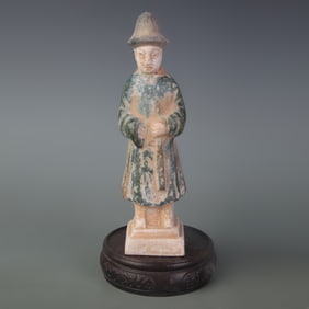 A FINE SMALL SANCAI COLOR FIGURE FIGURINES
