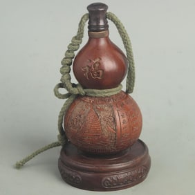 CALABASH SHAPED VASE WITH AUSPICIOUS CHARACTERS