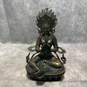 TIBETAN GILT BRONZE VAJRASATTVA STATUE