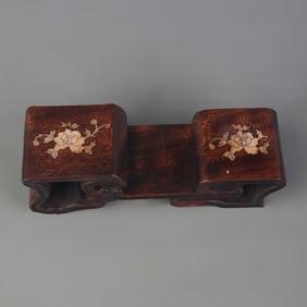 REDWOOD INLAID PEARL WOOD MADE INKSTONE HOLDER