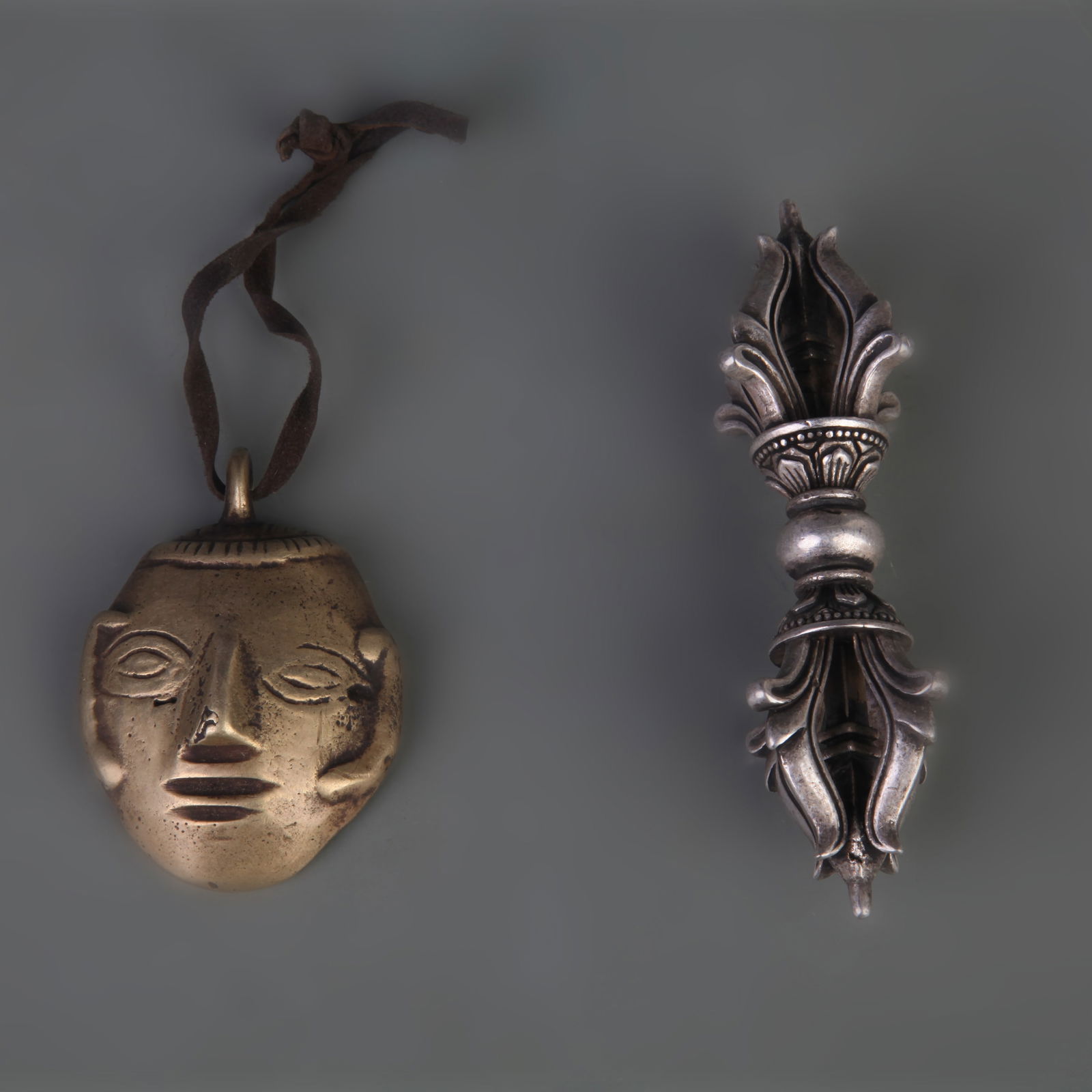 SET OF TIBETAN BUDDHISM RITUAL INSTRUMENTS: Modern; Long: 2.3 inch to 3.9 inch; Width:1.3 inch to 1.6 inch