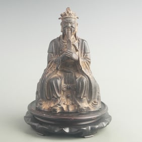 GILT BRONZE CIVIL OFFICIAL WEALTH DEITY STATUE