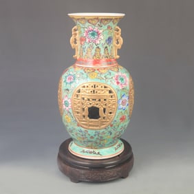 FAMILLE ROSE INNER REVOLVING PORCELAIN VASE