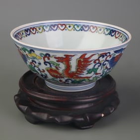 FAMILLE ROSE FLORAL AND BIRD PATTERN SQUARE PORCELAIN PEN HOLDER