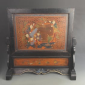 HARDWOOD INLAID LACQUER AND GOLD “SIMA SMASHES THE JAR TO SAVE A FRIEND?? SCREEN