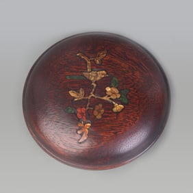 ROSEWOOD INK PASTE BOX INLAID WITH SHELL
