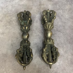GROUP OF TWO BRONZE MADE TIBETAN BUDDHISM INSTRUMENTS