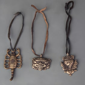 SET OF 3 TIBETAN BUDDHIST RITUAL OBJECTS