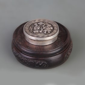 A SMALL SILVER PLATED SEAL PASTE BOX