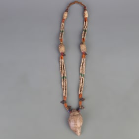 TIBETAN BUDDHIST NECKLACE (CLAM SHELL, CORAL, CONCH SHELL, ETC.)