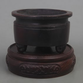 XUANDE MARK BRONZE ROUND-MOUTHED TRIPOD CENSER