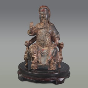 A FINE BRONZE GUAN GONG SEATED STATUE
