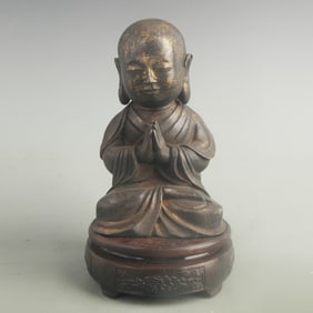 A FINE BRONZE GILT SMALL BUDDHA STATUE