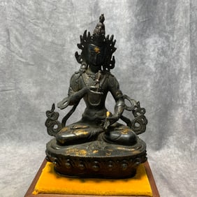 GILDED BRONZE TIBETAN VAJRASATTVA STATUE