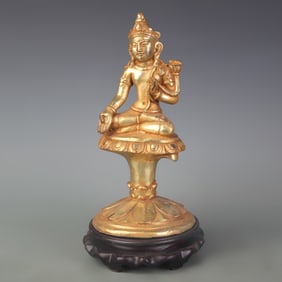 A RARE GILT BRONZE BUDDHA STATUE
