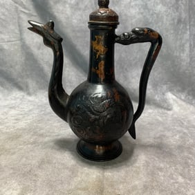 MING DYNASTY BRONZE DRAGON PATTERN CHICKEN HEAD POT