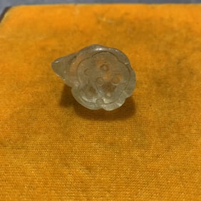 A FINE SMALL CRYSTAL MADE LOTUS ROOT FIGURE