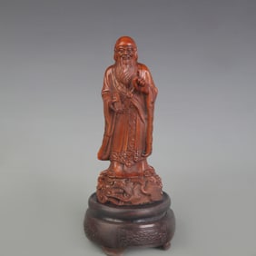 A FINE BOXWOOD CARVING FIGURE OF LAO ZI