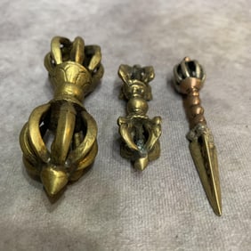 GROUP OF THREE TIBETAN BUDDHISM RITUAL INSTRUMENTS