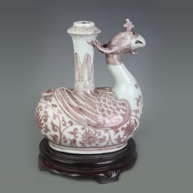 UNDERGLAZE RED PHOENIX-HEAD PORCELAIN VASE