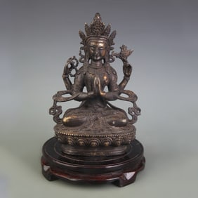 BRONZE FOUR ARMED GUANYIN STATUE