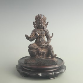 A FINE TIBETAN BUDDHISM GOD OF WEALTH STATUE