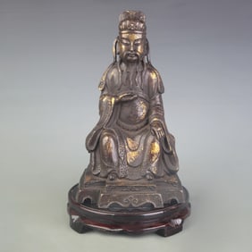 A FINE BRONZE GOD OF WEALTH DEITY STATUE