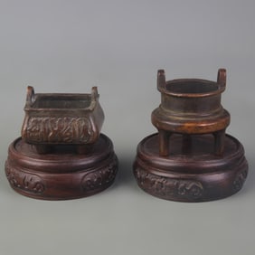 SET OF BRONZE INCENSE BURNERS