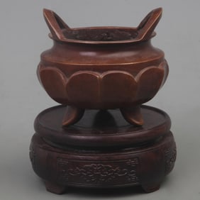 A FINE LION EAR FLOWER PATTERN BRONZE CENSER