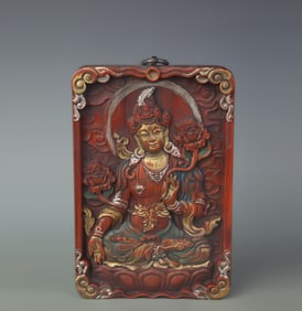 CAMPHOR WOOD CARVED BUDDHA WALL SCREEN