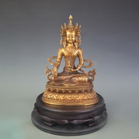 RARE GILT BRONZE TARA BUDDHA STATUE