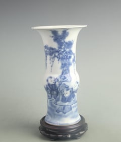 BLUE AND WHITE CHILD PATTERN FLOWER PORCELAIN PORCELAIN VASE