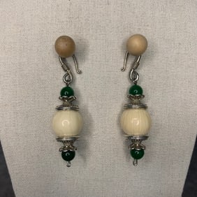 PAIR OF OLD BONE MADE EARRINGS