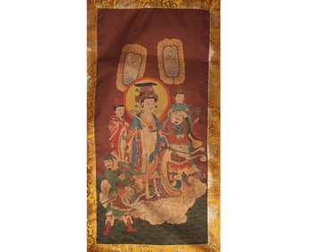 A FINE TIBETAN BUDDHISM THANGKA ON SILK