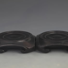 PAIR OF BLACK SANDALWOOD STANDS