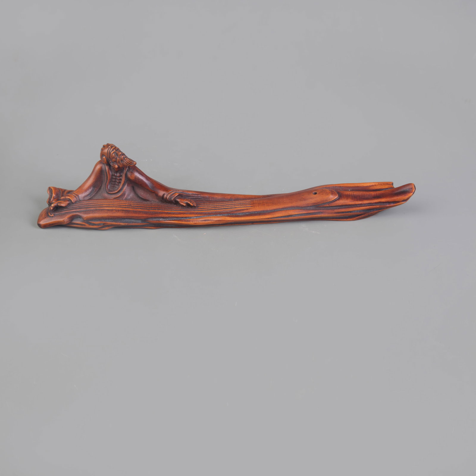 A FINE CARVED WOOD INCENSE HOLDER: Qing Dynasty; High: 7.8 inch
