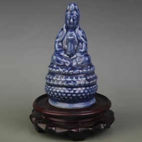 BLUE GLAZE GUANYIN STATUE