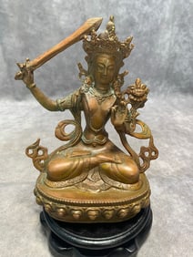 BRONZE STATUE OF BODHISATTVA WEN SHU