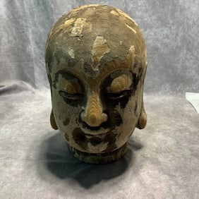 CAMPHOR WOOD CARVING OF SAKYAMUNI BUDDHA HEAD